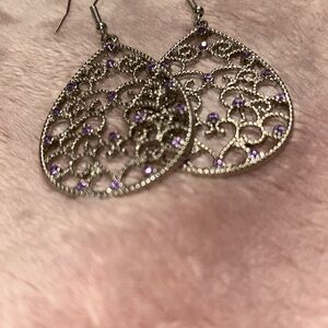 Silver Teardrop Filigree Earrings